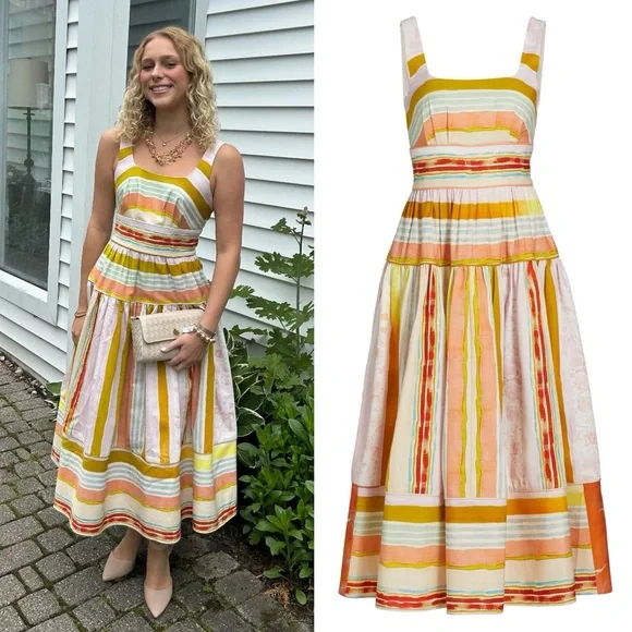 Hunter Bell Mara Abstract Stripe Midi Dress NWT Size 4 - Picture 8 of 14